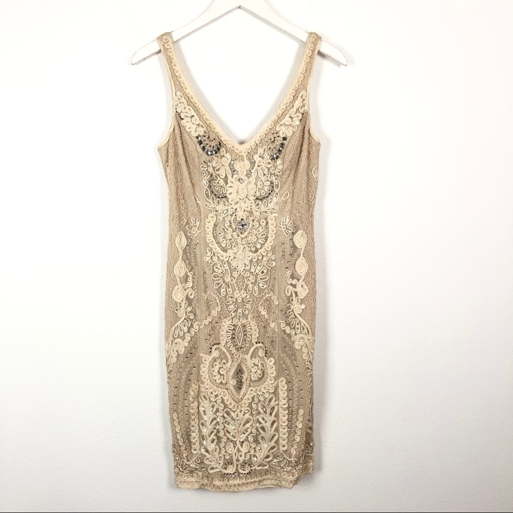 Sue Wong Nocturne beaded embroidered cream dress